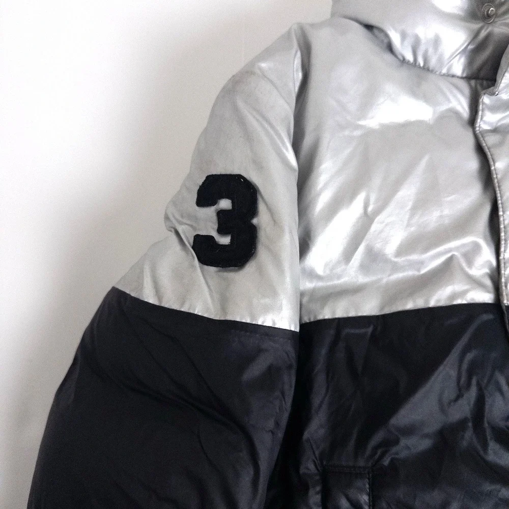 Polo Ralph Lauren Polo Bear Down Puffer Ski Jacket Silver Black Boys Sz‎ 3T